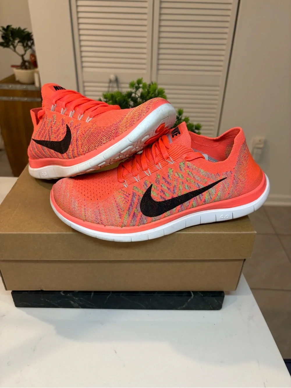 Nike Free Run 4.0 Flyknit 2014 Like New Ultra Rare Running Shoes Coral Sz 9.5